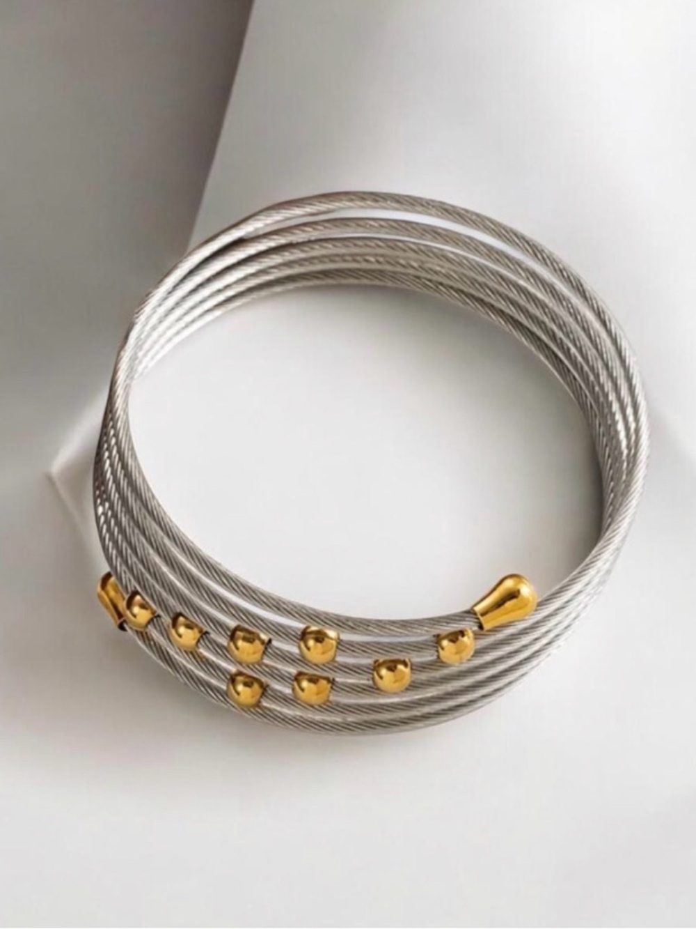 Two Tone Cable Wrap Adjustable Bracelet NWT 18KT Gold PVD Coated